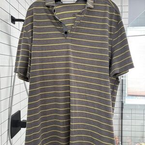 Lulu lemon Gray and Yellow Striped Men's xl performance polo Shirt